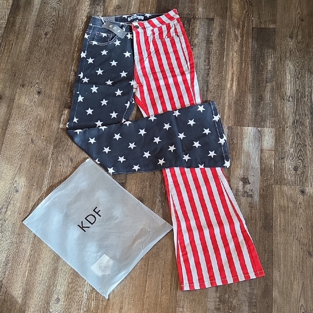 KDF Womens Size 2 USA Patriotic Jeans ☆ Brand NEW w/tags ☆Red, White, Blue,stars